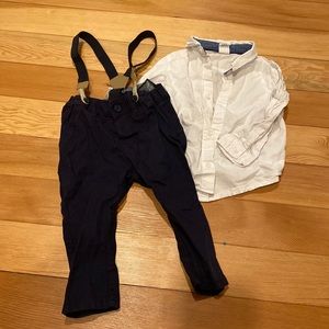 Kids Button Down + Pants with Suspenders